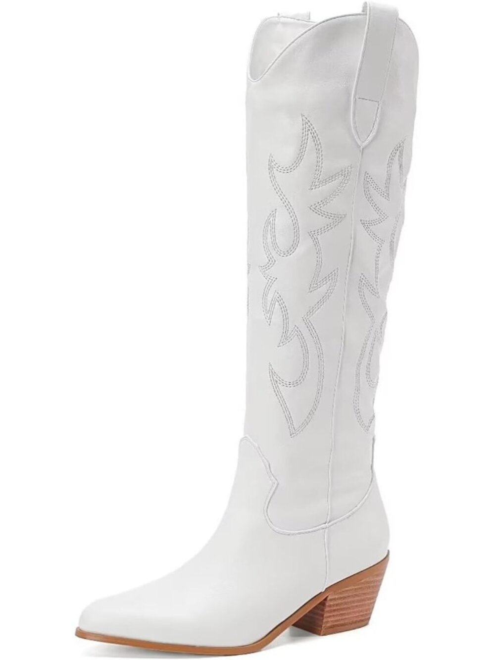 Women's Black Embroidered Pointed Toe Western Cowgirl Boots Mid Calf Medium Heel